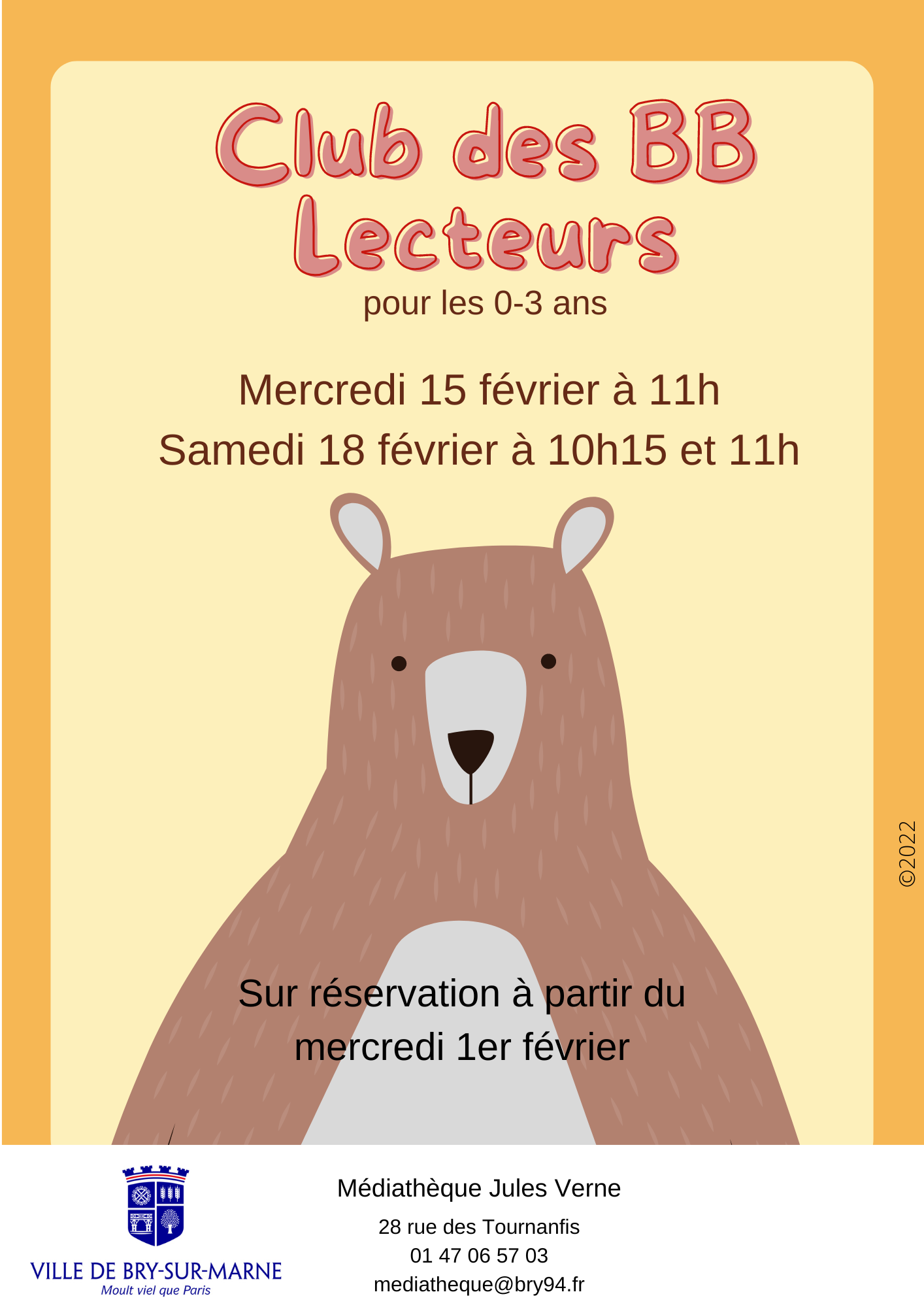 Le Club des bébés lecteurs (0-3 ans) : lectures d’histoires, comptines et jeux de doigts